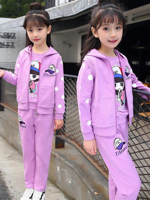 ملابس الفتيات ملابس الفتيات الصغيرات والمراهقات بدلة مكونة من ثلاث قطع لطلاب المدارس الابتدائية