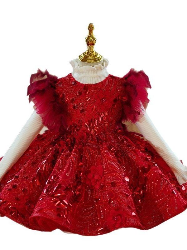 فستان بناتي أحمر أميرة أطفال