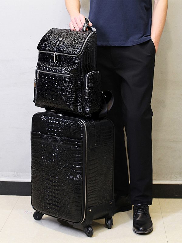 Genuine Leather Crocodile Pattern Suitcase Men's Top Layer Cowhide