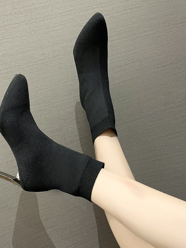 Pointed Toe Boots Women Sock Shoes