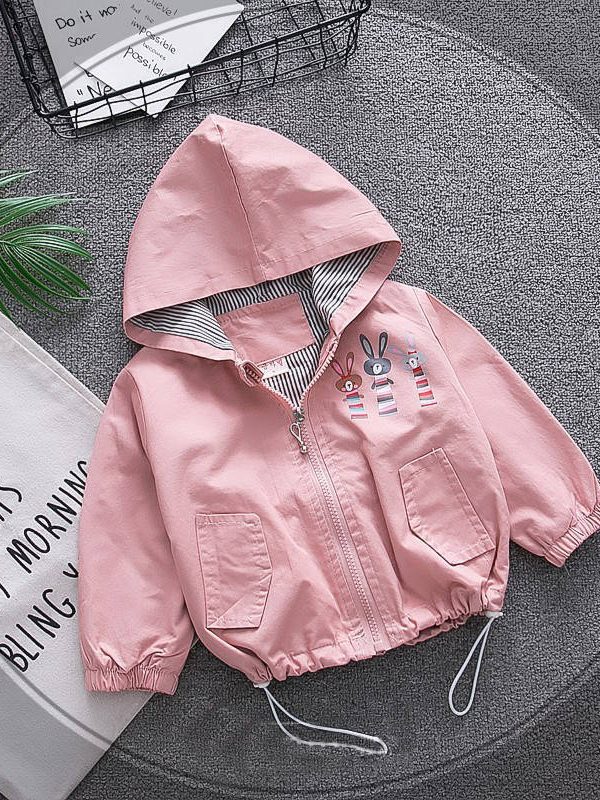 Children's clothing 3-9 years old girls jacket children spring and autumn cute baby jacket Cartoon printed rabbit windbreaker