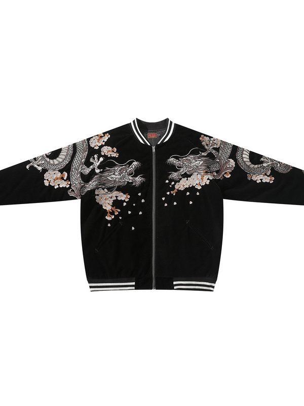 Men's Cotton Jackets Yokosuka Embroidered Dragon Tattoo Chinese Style