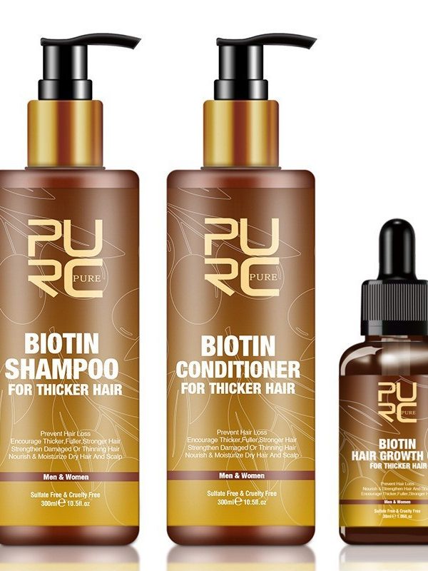 PURC Hair Care Ginger Biotin Three-piece Shampoo Conditioner Repair Dry And Frizz Essential Oil