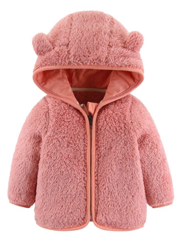 Children's Long Sleeve Plush Top Zipper Thermal