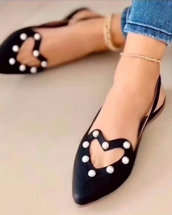 Love Shoes With Pearls Flats Women Sandals Pionted Toe Shoes
