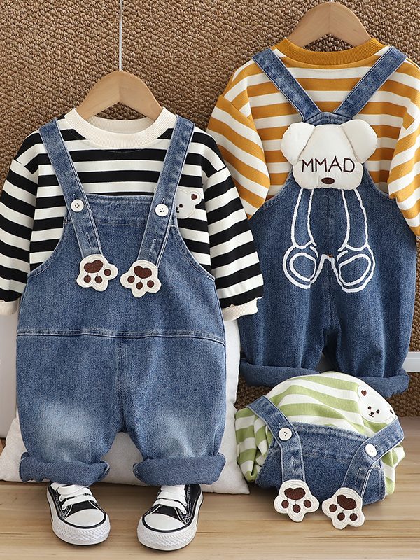 Children's Fashionable Clothes Boys' Striped Two-piece Set