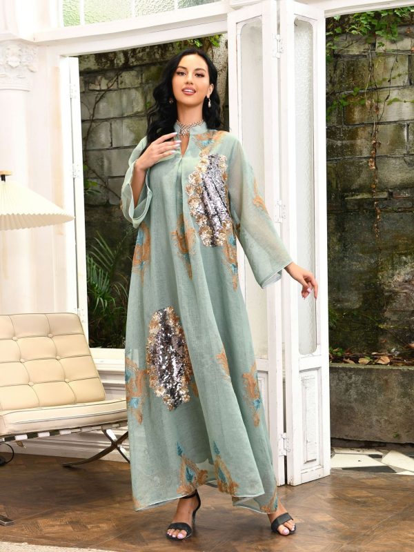 Middle East Female Muslim Sequin Embroider Dress