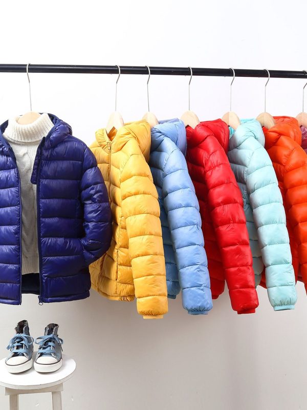 Autumn And Winter Children's Clothing Cotton-padded Coat Down Cotton Coat Lightweight Hooded Jacket