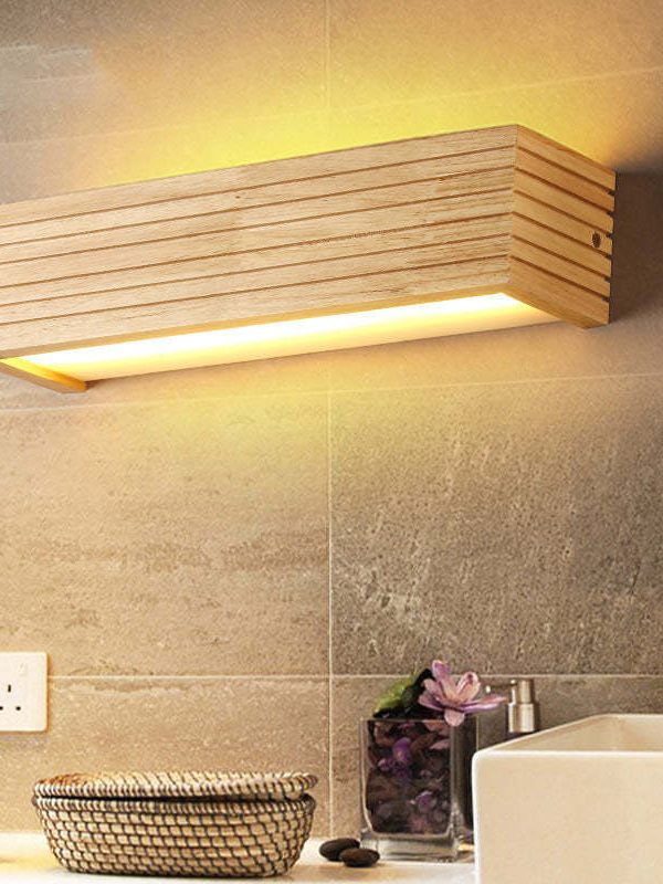 Solid Wood LED Light Bathroom Dressing Table Mirror Cabinet Light