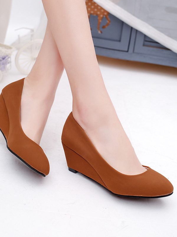 Bowknot Round Toe Wedge Single Shoes Women