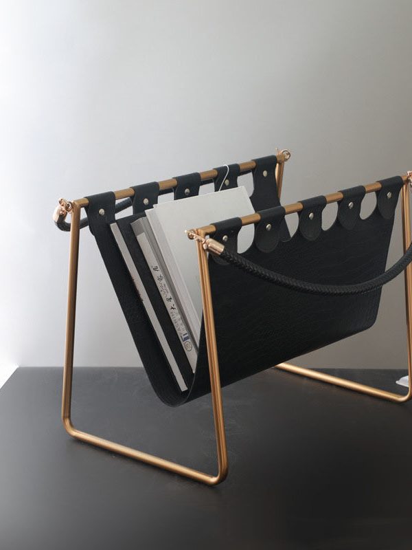 Office Portable Leather Magazine Storage Rack