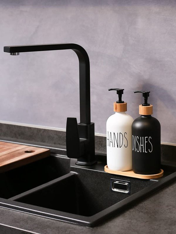 Shampoo Bottle With Wooden Soap Dispenser