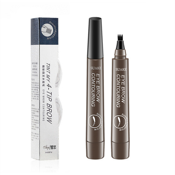 قلم رسم الحواجب YIBER قلم حواجب مزدوج الرأس بأربعة رؤوس سائلة سميكة متعددة الألوان مضادة للألوان المائية قلم حواجب مصبوغ يدوم طويلاً