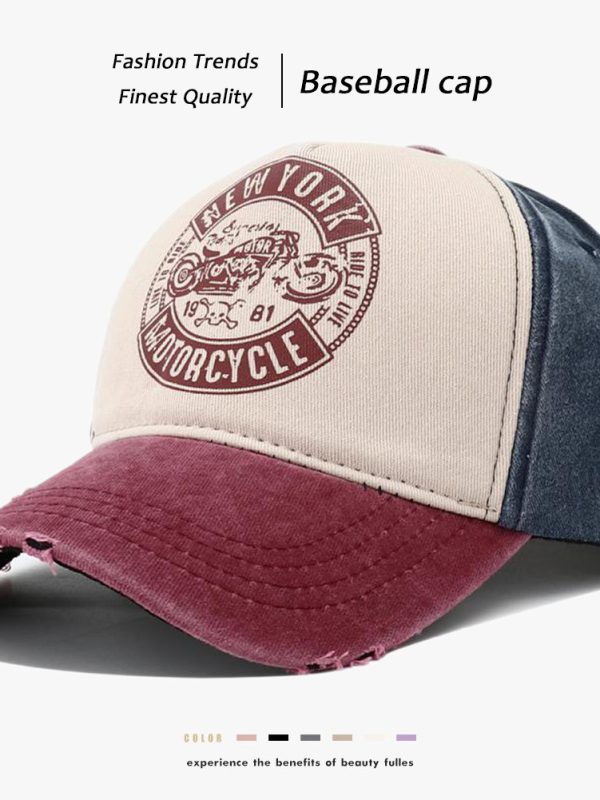 Men's Retro Alphabet Motorcycle Printed Peaked Cap