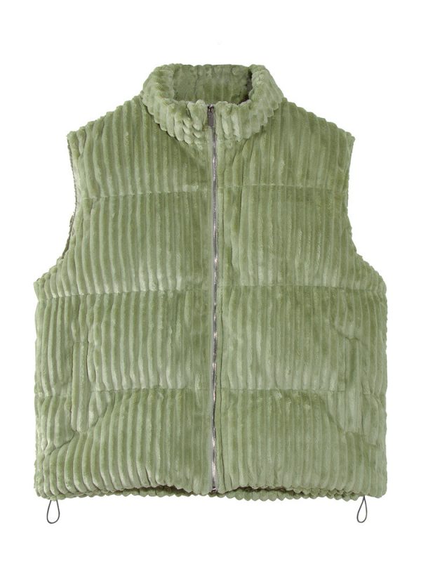 Polar Plush Stand-up Collar Cotton-padded Coat Men's Winter Loose Casual Pure Color Thickened Vest