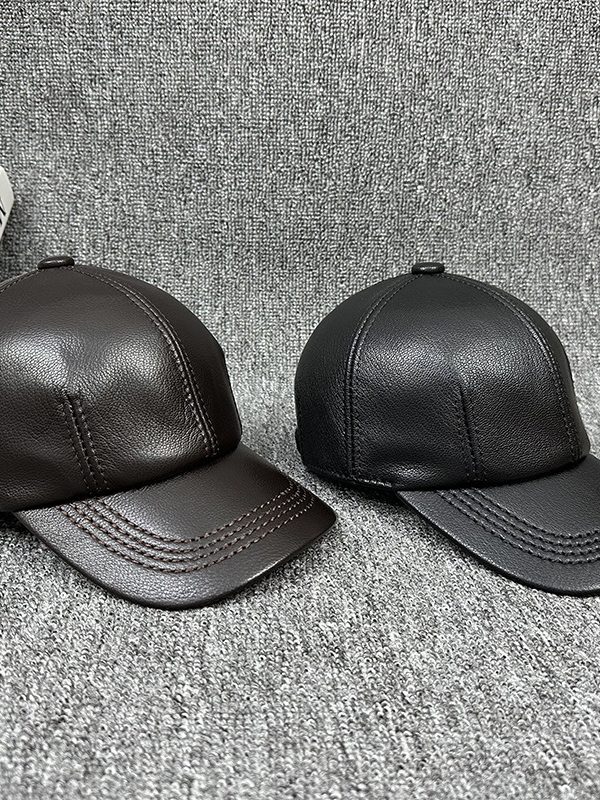 New All-matching Genuine Leather Baseball Cap Men