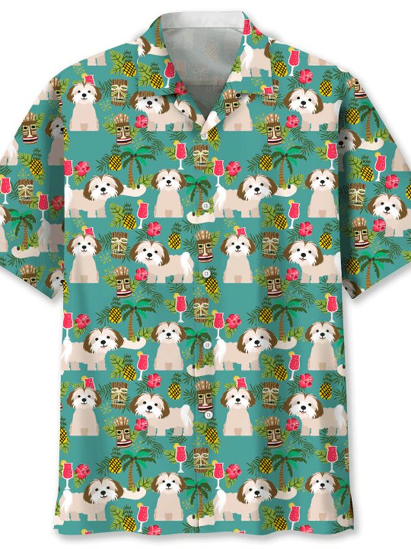 قميص رجالي صيفي مطبوع عليه رسوم عتيقة، عصري وعصري