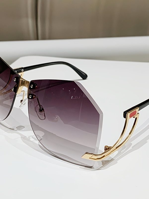 نظارات شمسية بدون إطار، موضة نسائية، نظارات مجوفة، أرجل
