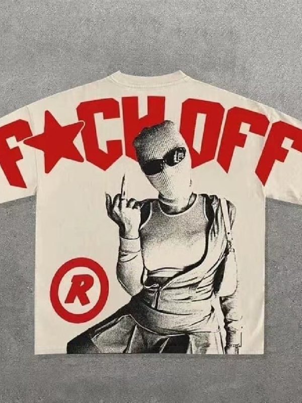 Retro Loose Short Sleeve Crew Neck Cotton Top Gothic