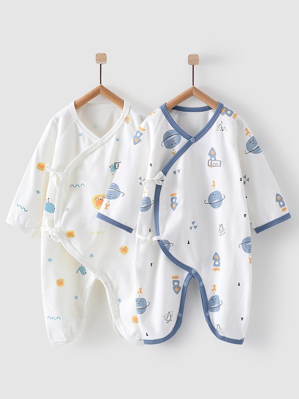 ملابس أطفال من قطعتين لفصل الخريف لحديثي الولادة، رومبر من القطن للفصول الأربعة