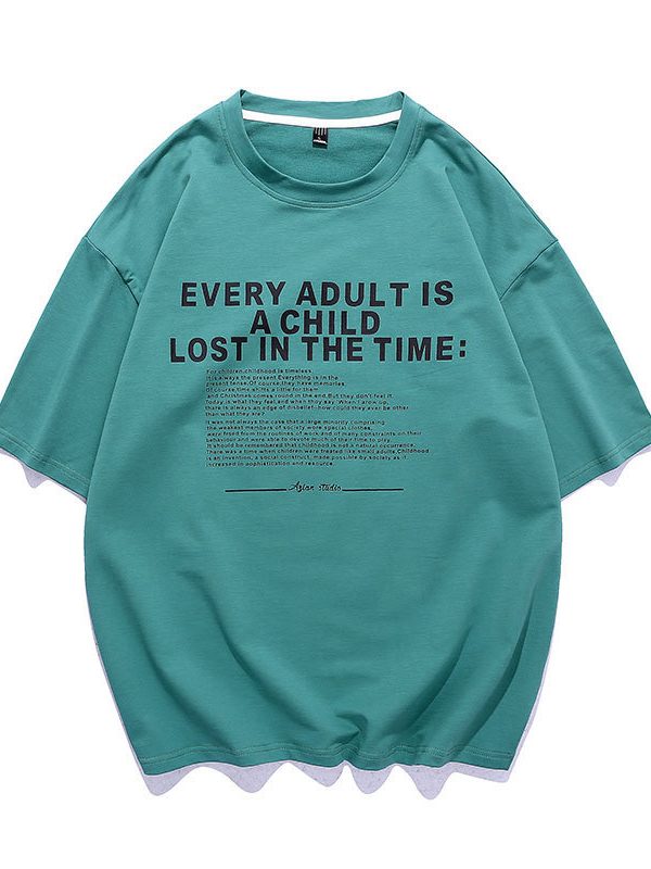 قميص هيب هوب قطني بأكمام نصفية من ماركة أزياء هونج كونج