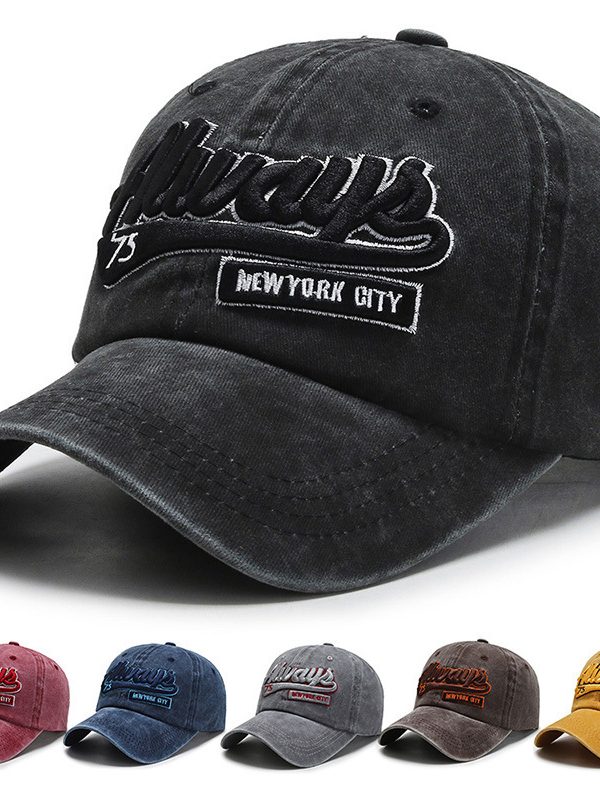 Washed denim casual baseball cap