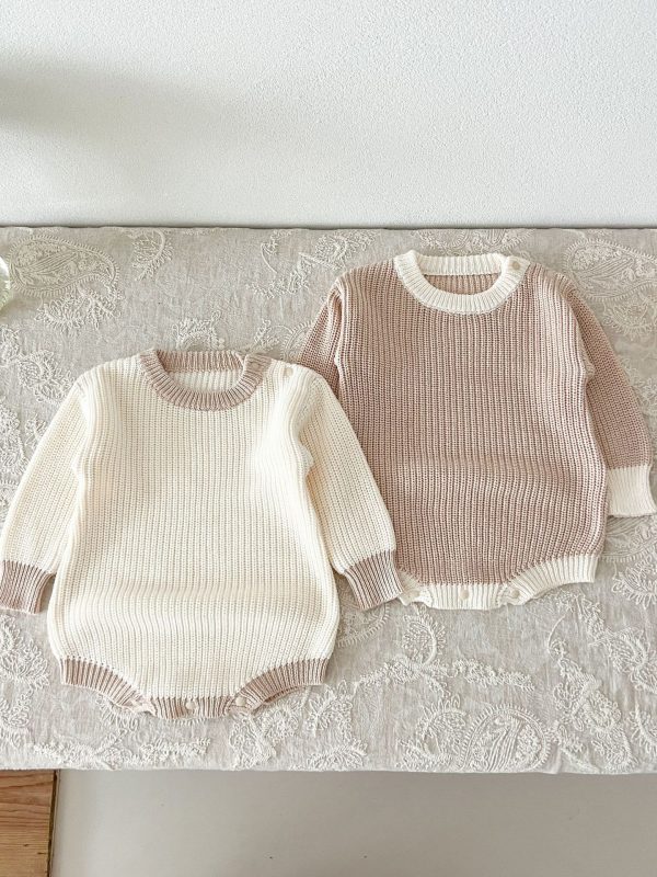 Clothes For Babies Autumn Western Style Knitted Jumpsuit Men And Women Baby Sweater Going Out Rompers Onesie Romper