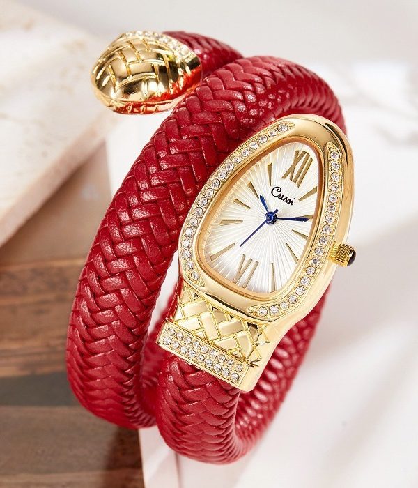Snake Watch Fashion Quartz Watch Diamond Leather Strap