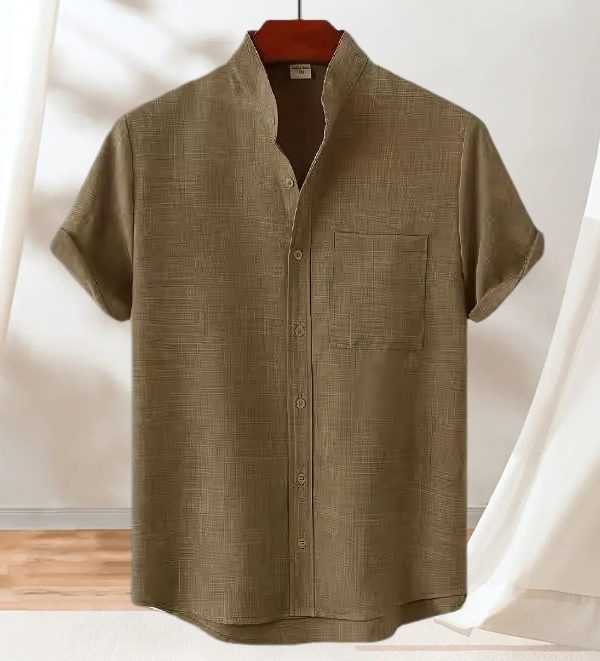 Men's Solid Color Casual Shirt With Pocket