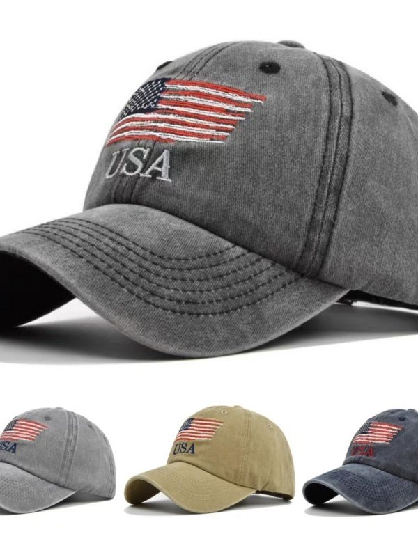 Washed Distressed Letters Baseball Peaked Cap