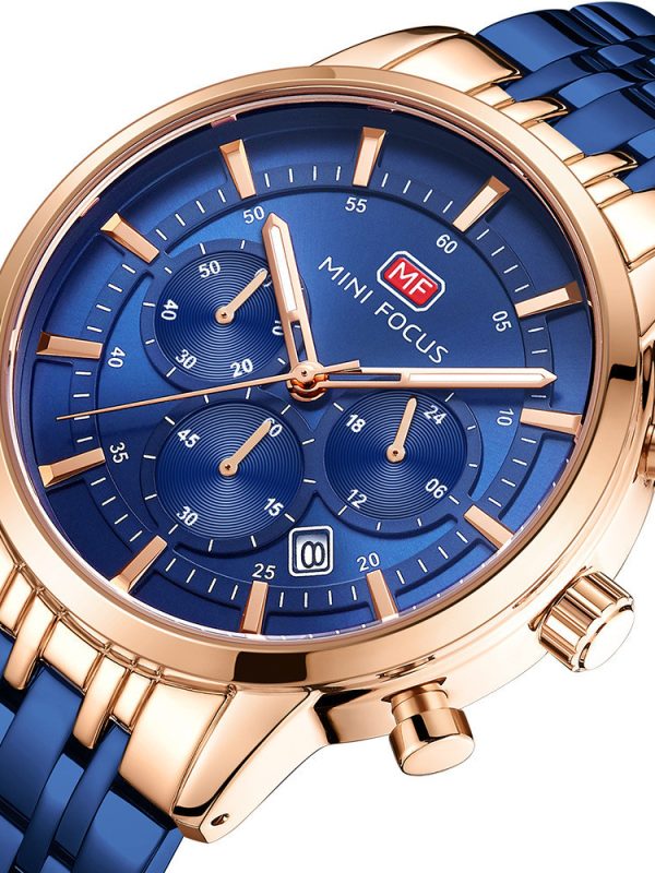 Waterproof steel band large dial luminous quartz watch