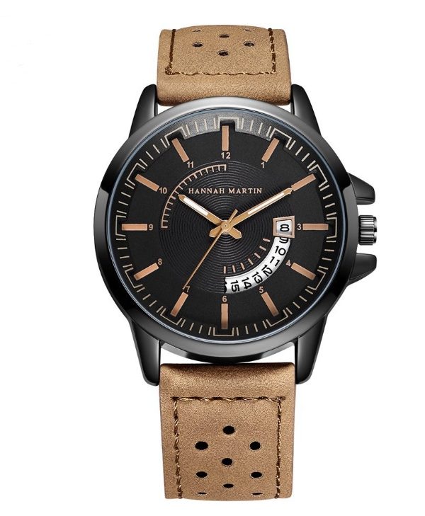 Creative calendar new men's sports and leisure belt watch summer breathable small hole belt quartz watch