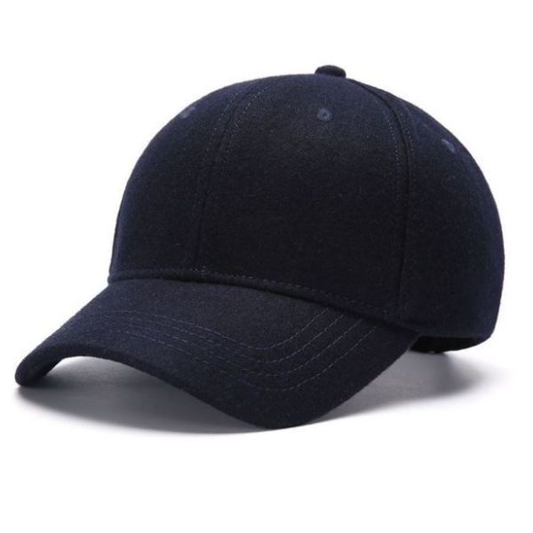 Solid color woolen baseball cap