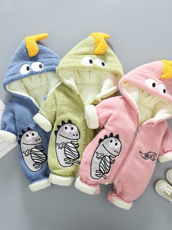 Thickened Rompers Men's And Women's Baby Cotton Clothes Plus Velvet Quilted