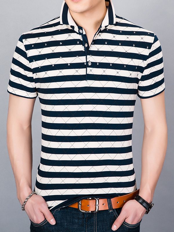 Middle-aged and young men's lapel half-sleeved shirt