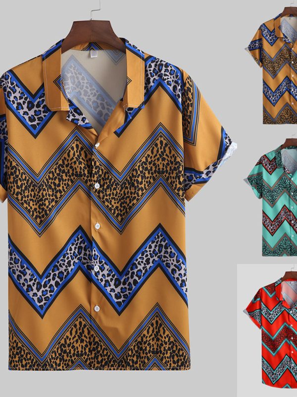 قميص كاجوال مطبوع بأكمام قصيرة