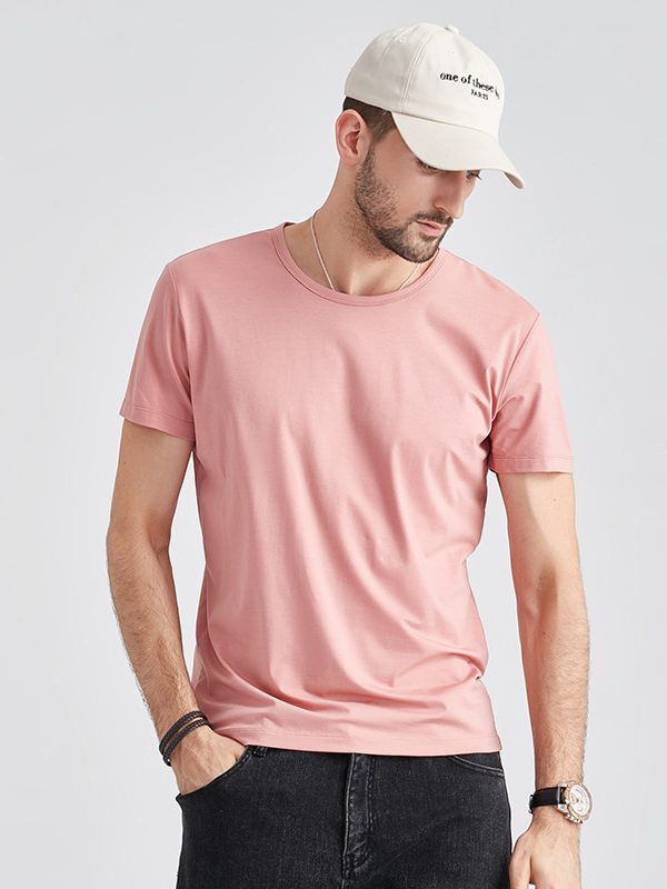 تي شيرت رجالي صيفي ضيق وسريع الجفاف بأكمام قصيرة من مودال