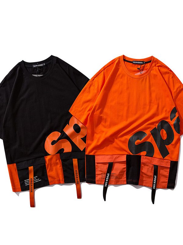 تي شيرت هيب هوب مزخرف بجيب فضفاض