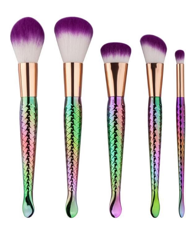 5 mermaid makeup brushes set beauty tools makeup fish type powder brush