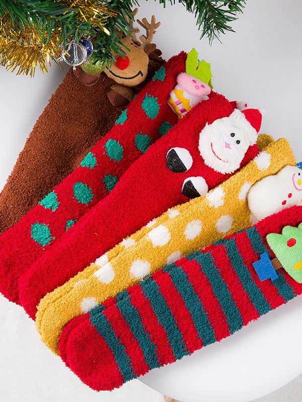 Christmas coral velvet  socks