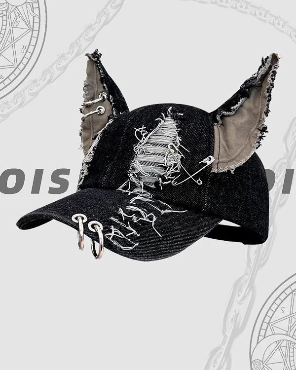 Waste Soil Wind Dog Ears Washed Denim Baseball Cap