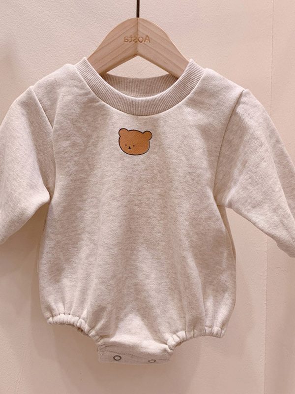 Korean version of newborn baby long sleeve creeping clothes for boys and girls cute bear casual bag fart one-piece sweater