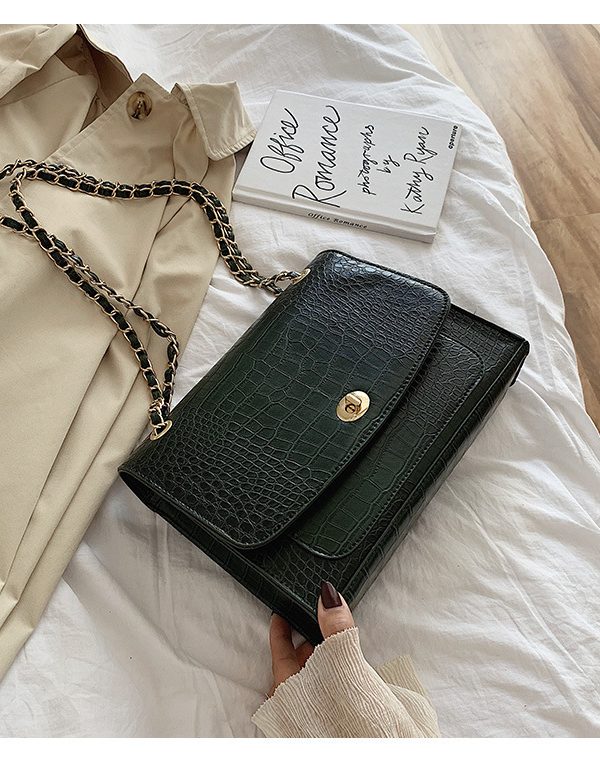 Stone Grain Chain Small Square Bag Fashion Messenger Shoulder Bag