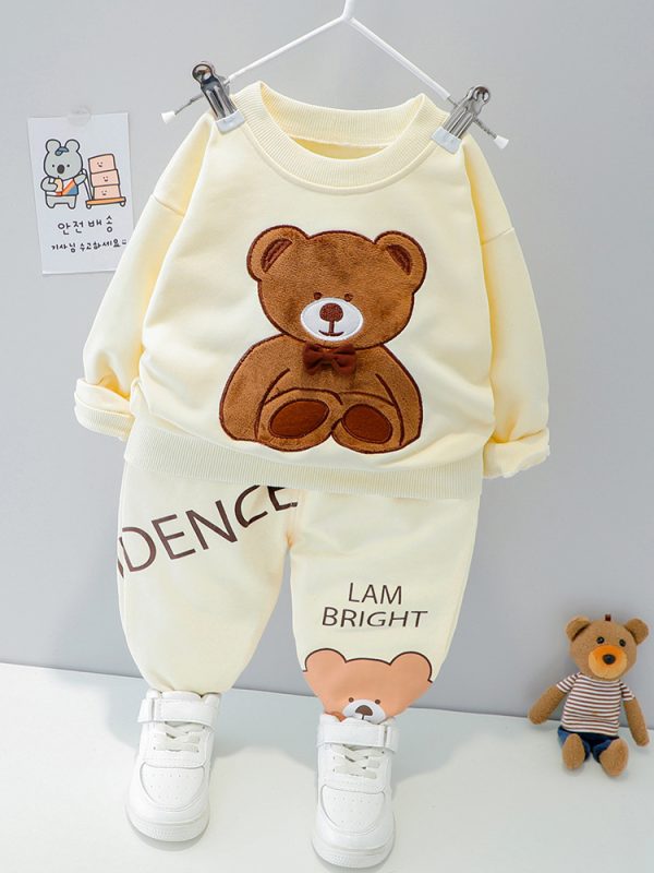 ملابس على الطراز الغربي ملابس أطفال رضع بدلة من قطعتين بأكمام طويلة ورقبة مستديرة