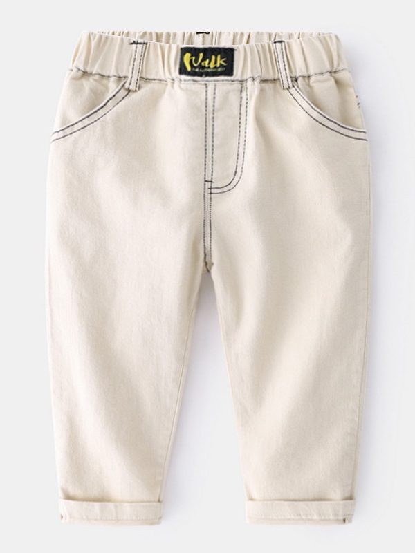 بنطلون كوري للأطفال بلون واحد مناسب لجميع المقاسات