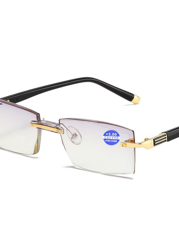 Diamond Cut Edge Anti-Blue Light Resin Glasses Frameless