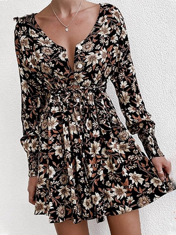 Women Floral Boho Party Dress Sexy Ladies Clothes Dresses