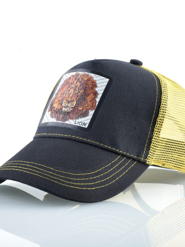 Mesh Lion Pattern Colorblock Baseball Cap