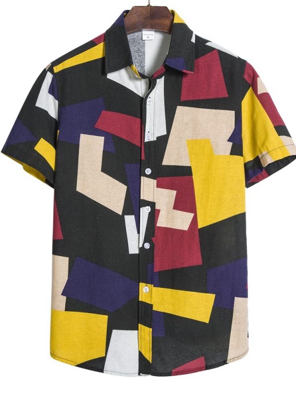 قميص رجالي بطبعة هندسية