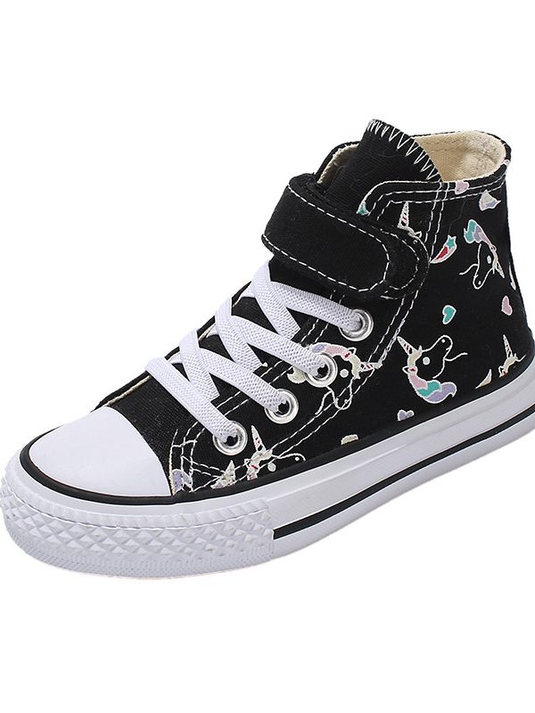 Children's Rainbow High-Top Velcro Cartoon Sneakers